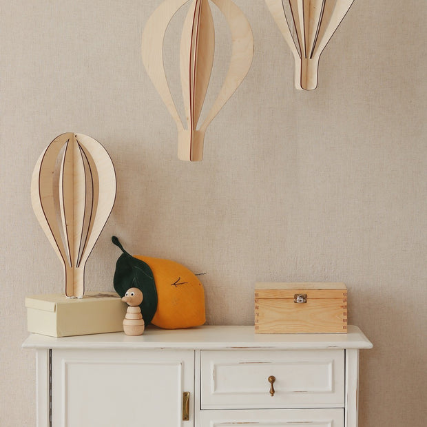 3D Wooden Ceiling Decoration - Set of 3 Hot Air Baloons