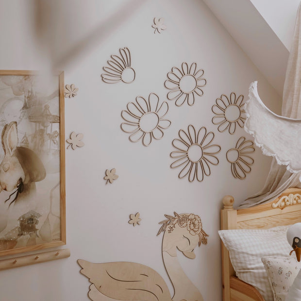 Set of 6 Wooden Flowers Wall Decoration - Daisies