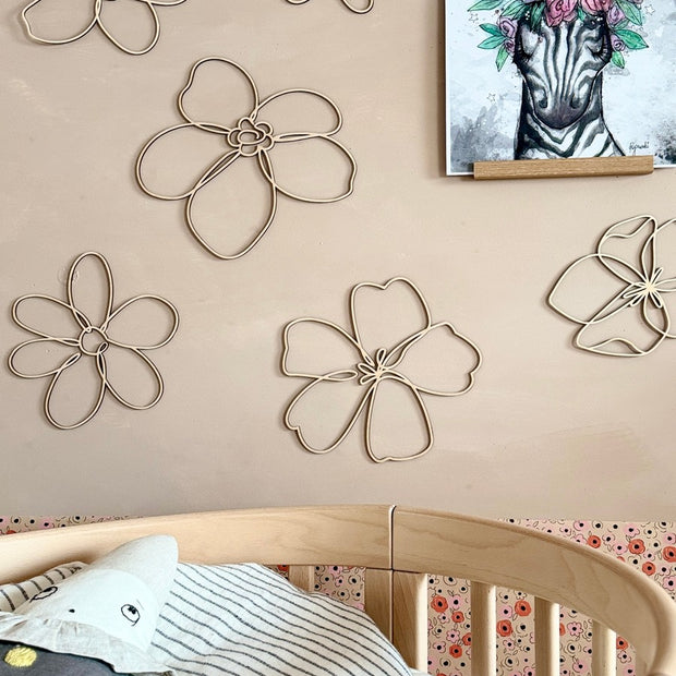 Set of 6 Wooden Flowers Wall Decoration - Wildflowers